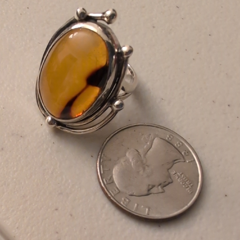 Sterling Silver Amber Ring - Picture 11 of 11